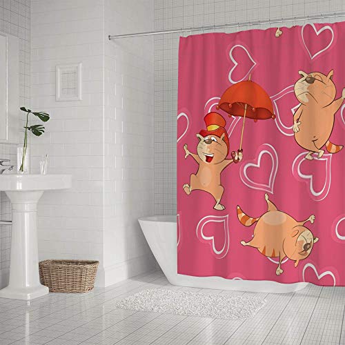 Rideau de douche imperméable avec motif chats en tissu polyester résistant
