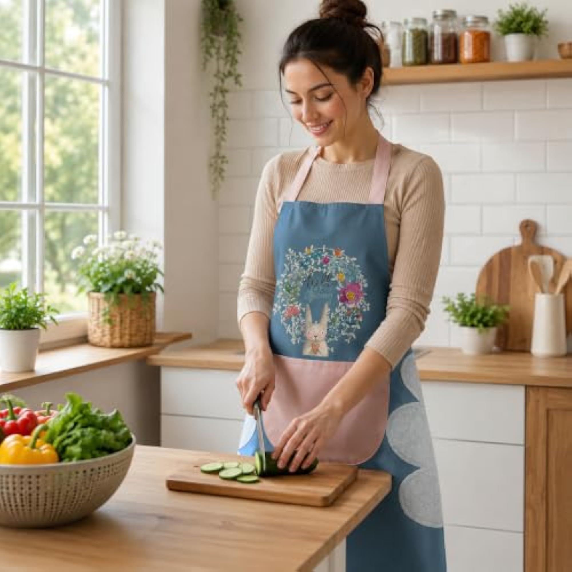 Waterproof Kitchen Apron with Front Pocket, Stylish Design