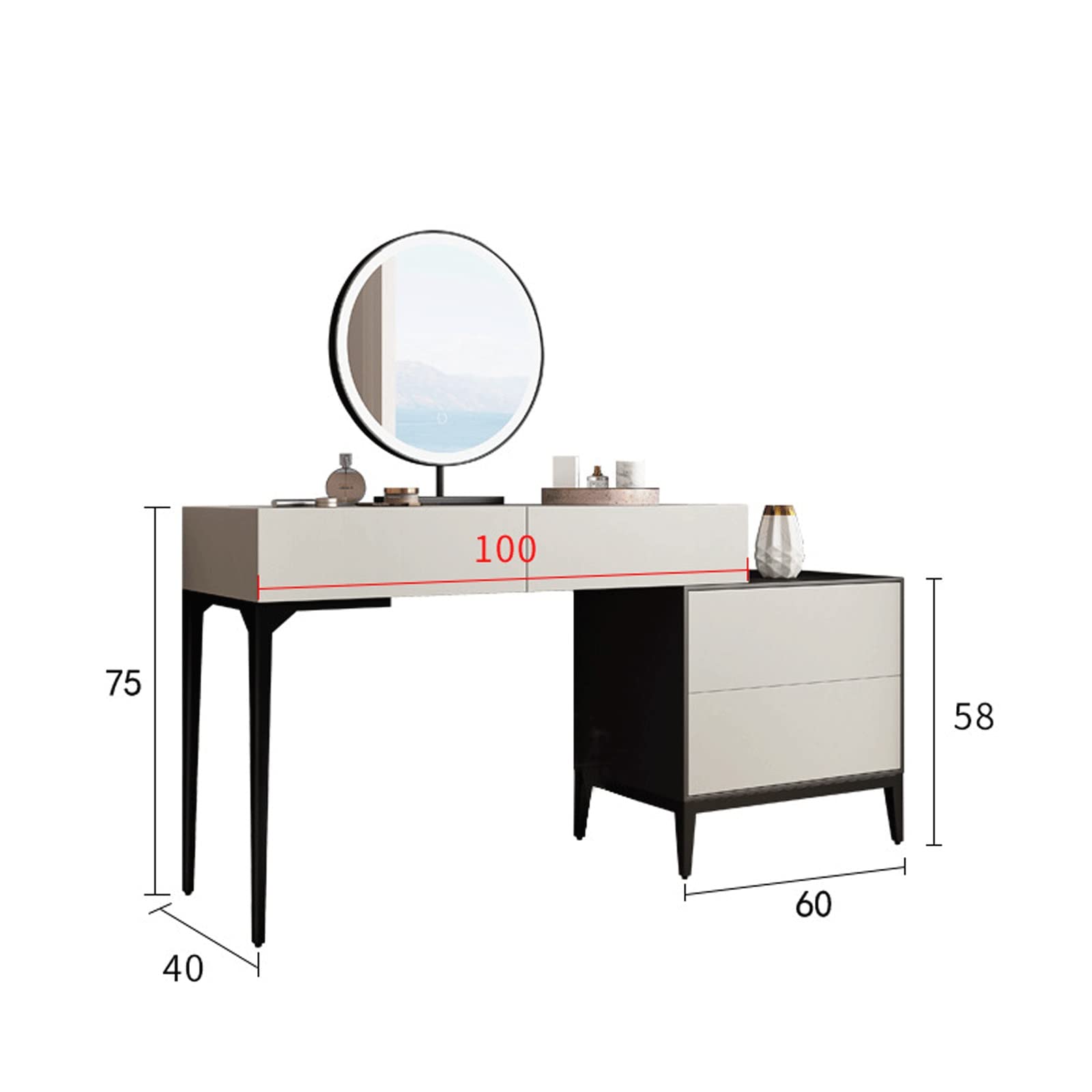 Modernes Make-up mit integriertem Stauraum – kleiner Familien-Kommode für Schlafzimmer – Stilvoller und funktionaler Schminktisch für Zuhause