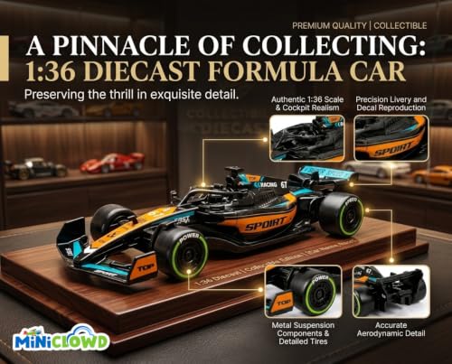 Image of 1:36 Scale Die-Cast Formula Racing Car - Metal Body, Rubber Tyres, High-Speed Pull-Back Toy & Collectible Model car for Kids and Adults