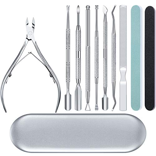 Set of 10 Cuticle Trimmer Nippers Cuticle Pusher Cuticle Remover Stainless Steel Cuticle Cutter Manicure Tools Gel Nail Kit for Fingernails Toenails at Home Spa Salon