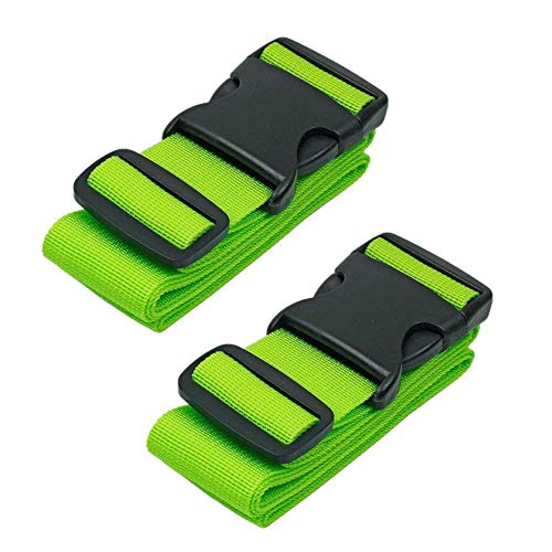 Faneli 2 pcs Koffer mit Gepäckgurt, verstellbare Gepäckschnalle Reisewickelschnalle (grün) Cover