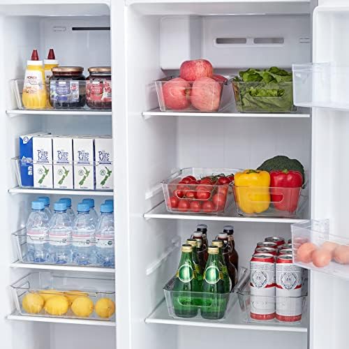 Lifewit 8pcs Fridge Organiser Bins, Clear Refrigerator Storage Bin Box for Kitchen Pantry Cabinet Laundryroom Bathroom, Food Grade BPA-Free Safety for Storage with Patended Wavy Design