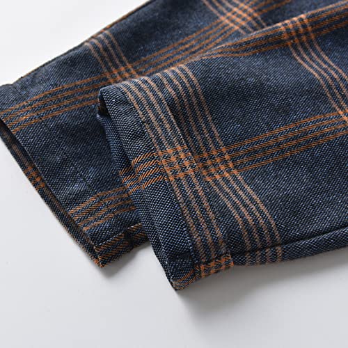 Lykmera Camiseta de manga comprida para meninos e crianças pequenas, colete xadrez, jaqueta, calça i