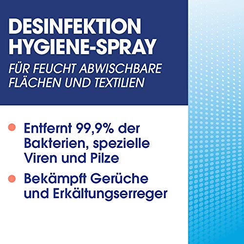 Sagrotan Hygiene-Spray (Aerosol) Desinfektionsspray (für Textilien und Oberflächen im Haushalt, Sprühflasche im praktischen Vorteilspack) 2 x 400 ml