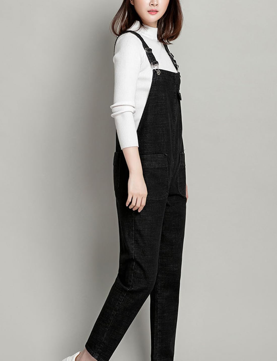 Salopette da donna, casual, in denim, regolabile, pantaloni harem