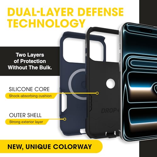 Image of OtterBox iPhone 17 Pro Max (Only) - Commuter Series Case - Built-in MagSafe - Thin, Dual-Layer, Pocket-Friendly, Port Cover - Midnight Sky (Blue /Black)