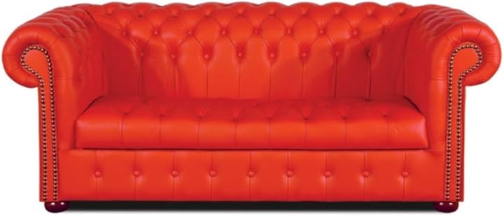 Casa padrino chesterfield genuine leather divano a 3 posti in vera pelle rossa