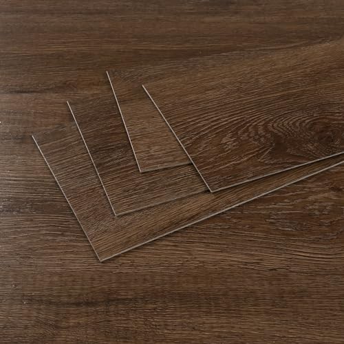 Dalles de sol autocollantes vinyle PVC marron 15,2 x 91,4 cm pour salle de bain étanche CRE8TIVE