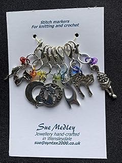 Cats themed stitch markers for both knitting and crochet, charms, beads, clasps and rings