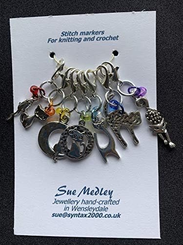 Cats themed stitch markers for both knitting and crochet, charms, beads, clasps and rings