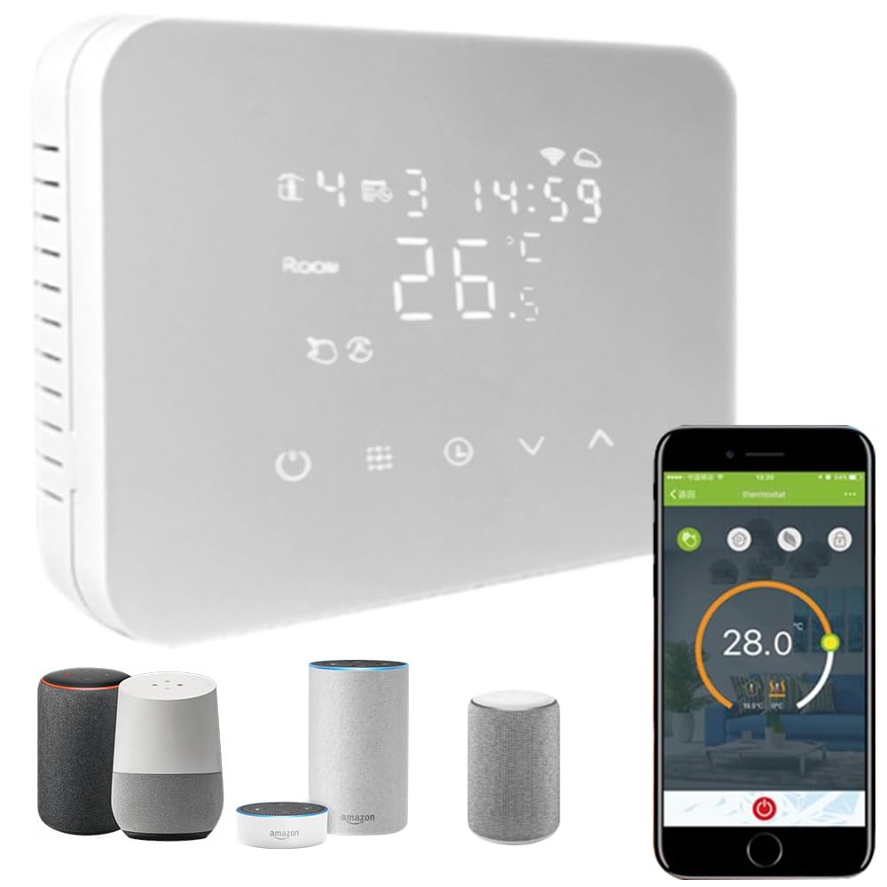 CRONOTERMOSTATO WIFI A BATTERIA SOFT TOUCH SMARTPHONE APP ALEXA TERMOSTATO CALDAIA DA PARETE O BOX 503 programmabile controllabile a distanza TUYA o Smart life CALDO/FREDDO (BIANCO)
