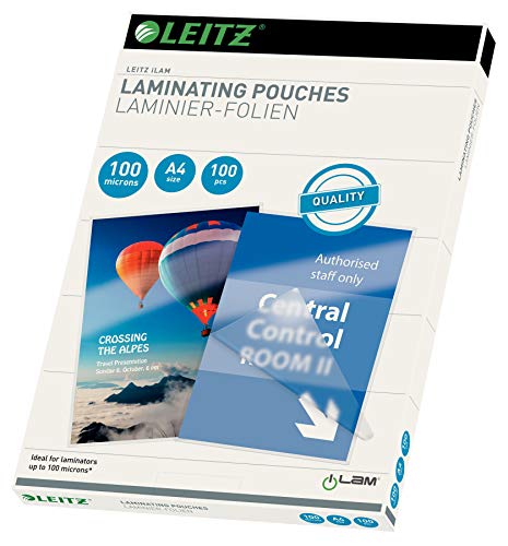 Film de plastification A4 Leitz anti-déchirure brillant 100mic pour menus et affiches nettes