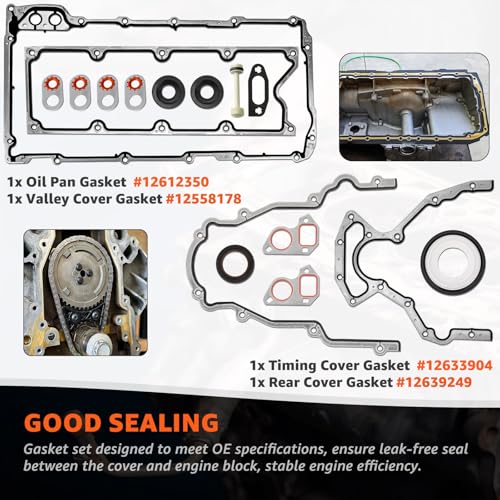 Image of LS 5.3 Gasket Set & MLS Head Gaskets Fits 4.8L 5.3L 5.7L LS1 LS6 LM7 L59 LR4 Gen 3 V8 Engines Compatible with Chevy GMC Cadillac Buick Models Replace# 12589226 12558178 12612350