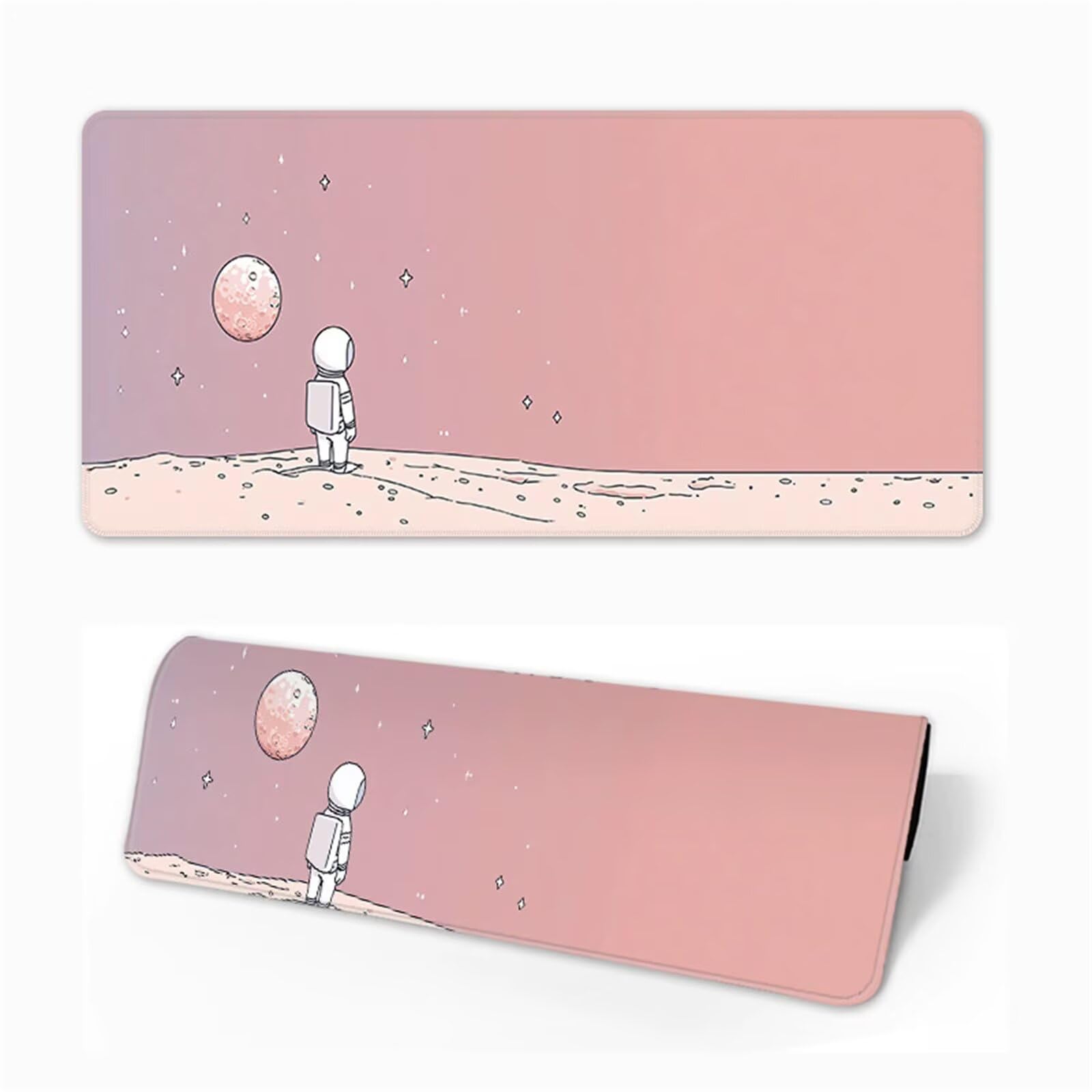 Tappetino Mouse XXL 800x400x3mm Astronauta dell'universo dei cartoni animati tappetino per mouse Gaming,Base Antiscivolo,con Bordi Cuciti,Sottomano Grande Dimensione per Uffici e Scrivanie da Gioco
