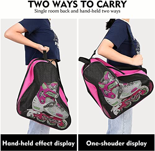 Fouua Roller Skate Bag - Unisex Ice Skate Bag With Adjustable Shoulder Strap - Breathable Oxford Cloth Skating Shoes Storage Bag Without Unpleasant Smell Roller Skate Accessories (Red) #TOP5