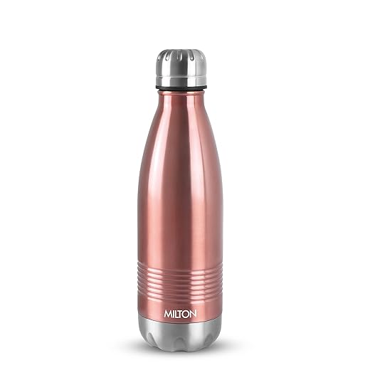 Milton Duo DLX 350 Thermosteel 24 Hours Hot and Cold Water Bottle, 1 Piece, 350 ml, Rose Gold | Leak Proof | Office Bottle | Gym | Home | Kitchen | Hiking | Trekking | Travel Bottle