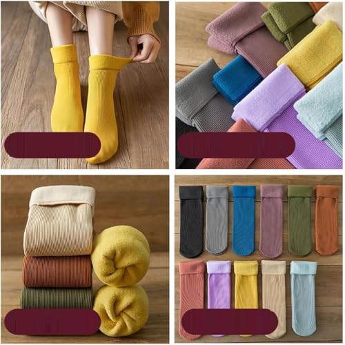 Manlira Socks Women,Fleece Cozy Socks Winter Warm Snow Socks,Fleece Cozy Ultra-Soft Velvet Slim Thermal Socks4