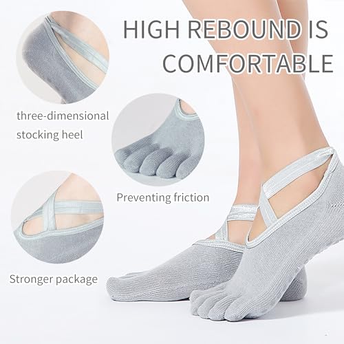 2 pairs Yoga Socks Non Slip Skid Grip Socks Sticky Gripper Socks for Women and Men Ballet Pilates Hospital Dance4