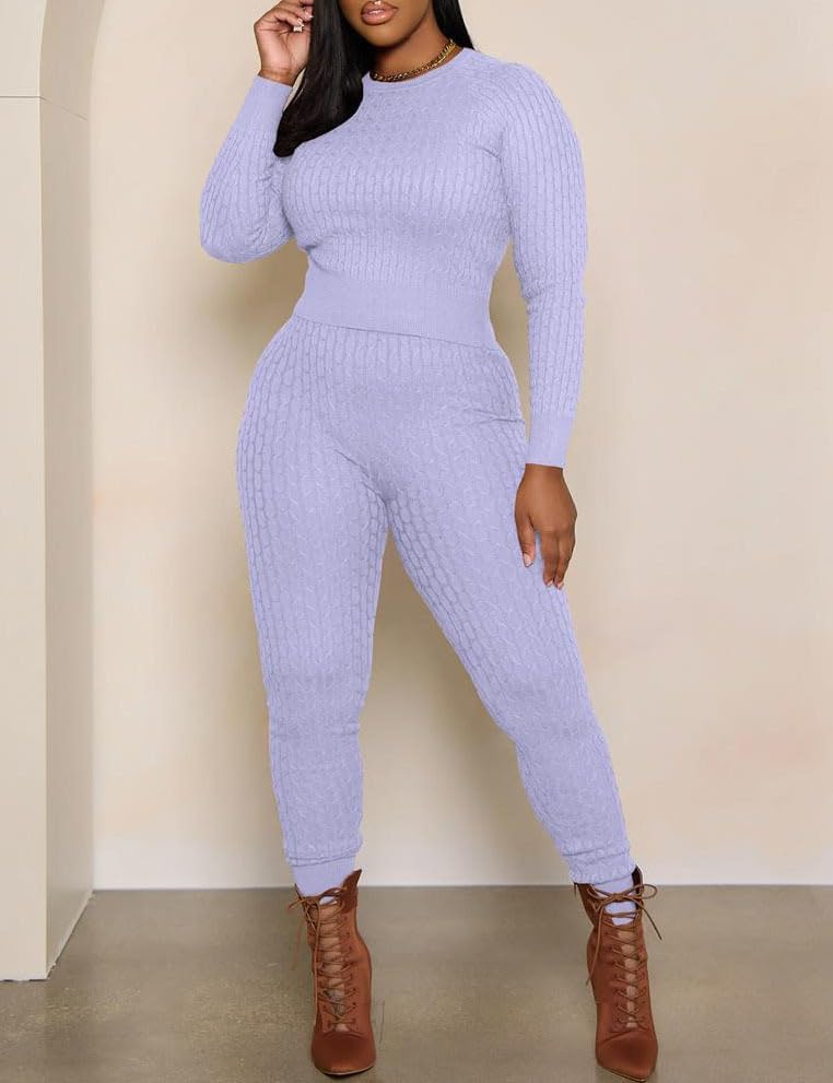 Nimsruc Sweater Two Piece Outfits For Women Knit Set - Image 2