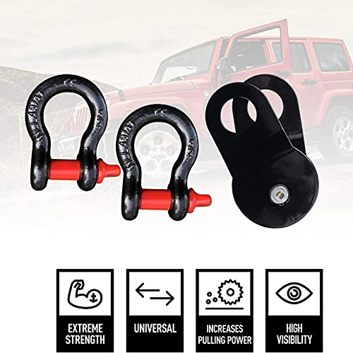 Autofonder 11Pcs Recovery Gear Offroad 4X4 Kit-3 Pk Snatch Straps+2 D-Shackles+Snatch Block+Folding Survival Shovel+Tire Deflator+ Leather Gloves+Winch Dampener +Gear Bag- Tow Strap Recovery Set #TOP3