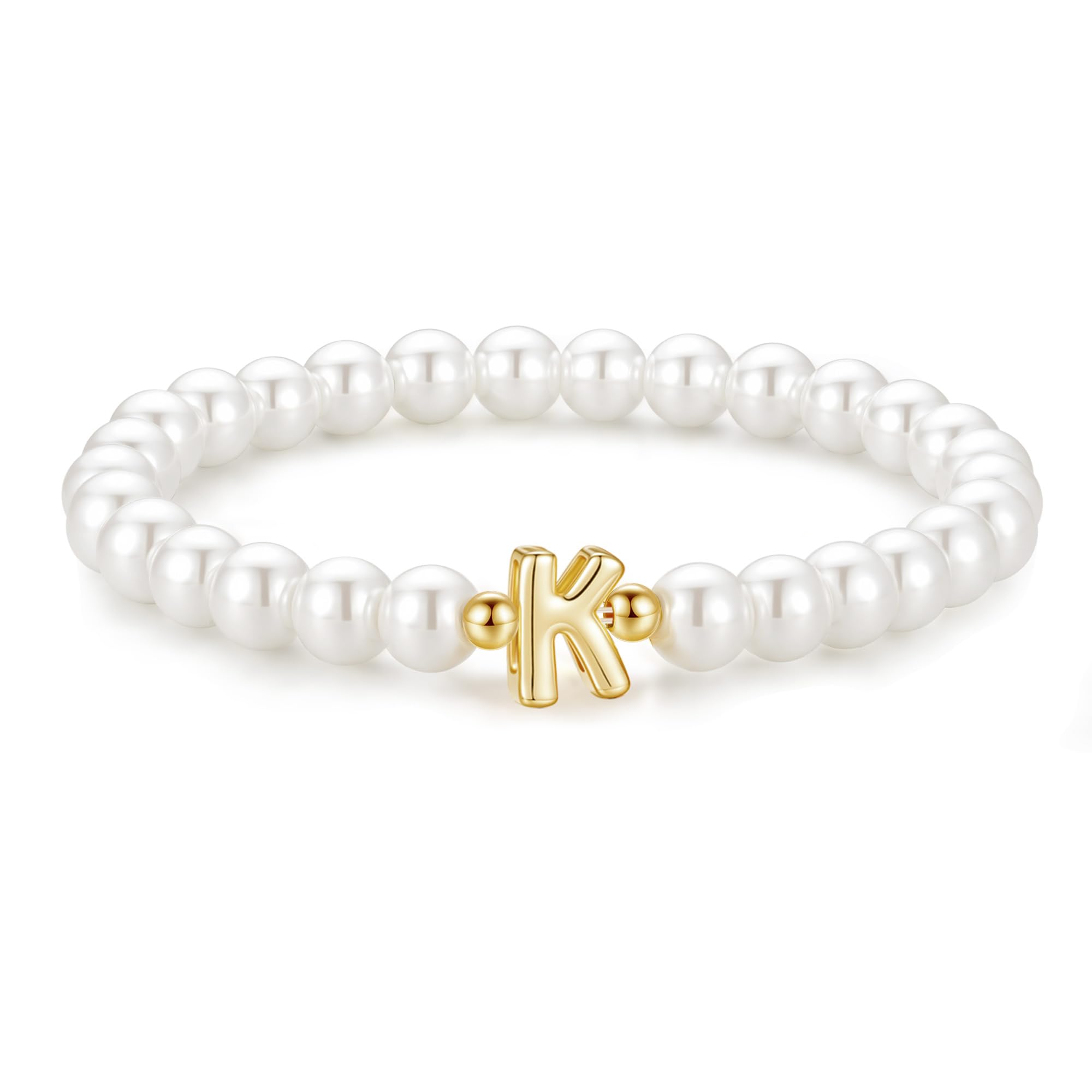 M MOOHAM Bracelets for Flower Girls - 6 7 8 9 10 11 12 13 14 15 16 Year Old Girl Birthday Gifts for Teen Tween Teenager Kids Initial Pearl K Bracelet for Flower Girl Proposal Gifts