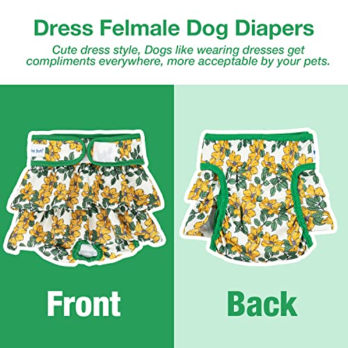 Pet Soft Washable Female Diapers (3 Pack) – Female Dog Diapers, Dress Style Comfort Reusable Doggy Diapers For Girl Dog In Period Heat (Floral, Xs) #TOP1