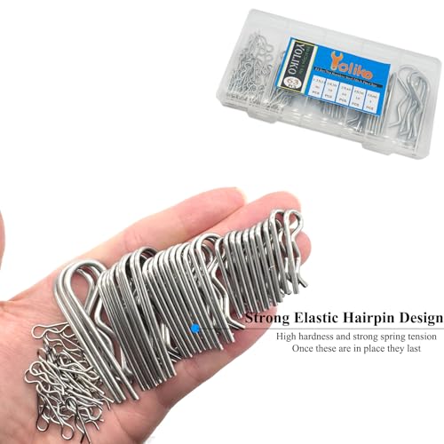 Image of 63 Pcs Stainless Steel Hitch Pin Clip R Clips Retaining Pins Tractor Hair Pin Assortment Spring Clip Retainer Pins Hitch Keeper Pins Kit for Dolly Pins /Trailer Pin Clips