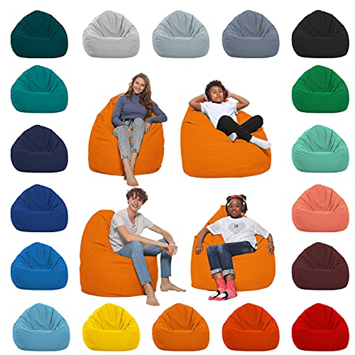 HomeIdeal - Sitzsack XXL Bodenkissen für Erwachsene & Kinder - Geeignet für Gaming oder Entspannen - Indoor wie Outdoor da er Wasserfest ist - mit EPS Perlen, Farbe:Orange, Größe:XL