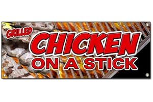 Chicken ON A Stick Banner Sign Grilled Skewer