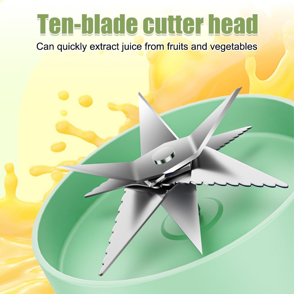 Portable Juicer Cup, 1.2L Small Juice Blender USB Rechargeable Blender Cup with Digital Display for Juice Shakes Smoothies