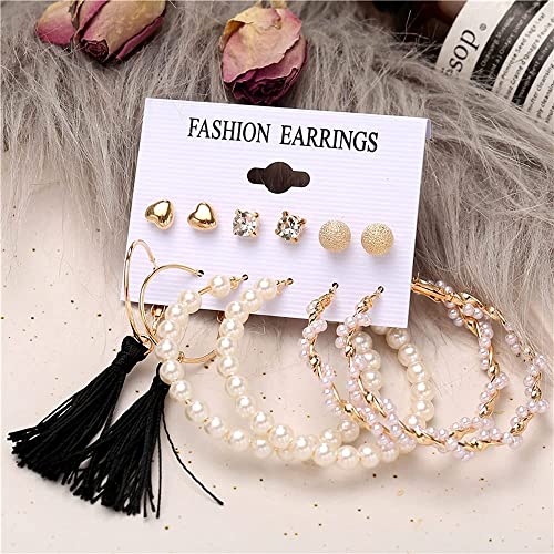Image of Shining Diva Fashion Stylish Combo Design 6 Pairs Metal Earrings for Women and Girls (F12787er)
