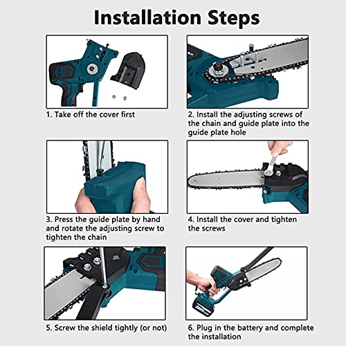 QAZX Akku Kettensäge mit Akku und Ladegerät, 8 Zoll 21V Mini Kettensäge Elektrische Motorsäge Gartengerät für Gartenbaum Landwirtschaft, Ranch, Bäume Schneiden – Bild 8