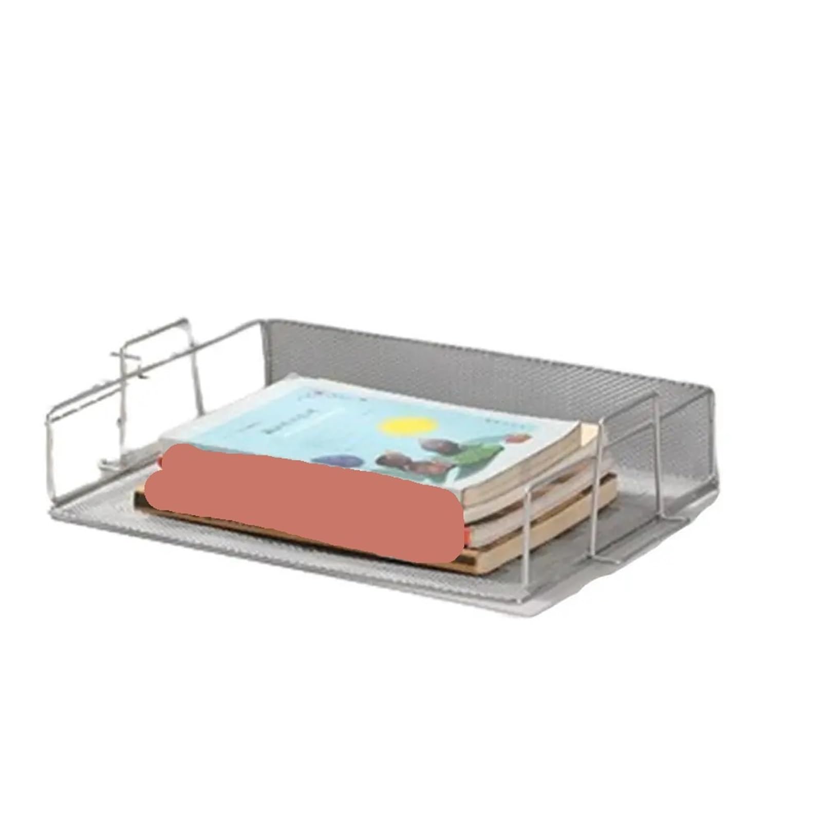 Bandejas de Cartas Estante de almacenamiento de archivos de una sola capa, estante apilable for documentos de escritorio, organizador de bandeja for cartas A4, ahorro de espacio para Oficina(Silver)