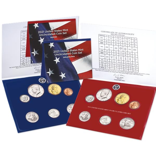 2021 P & D - 16 Coin Uncirculated Mint Set with COA - Dollars, Halfs, Quarters, Dimes, Nickels, Pennys US Mint Brilliant Uncirculated OGP