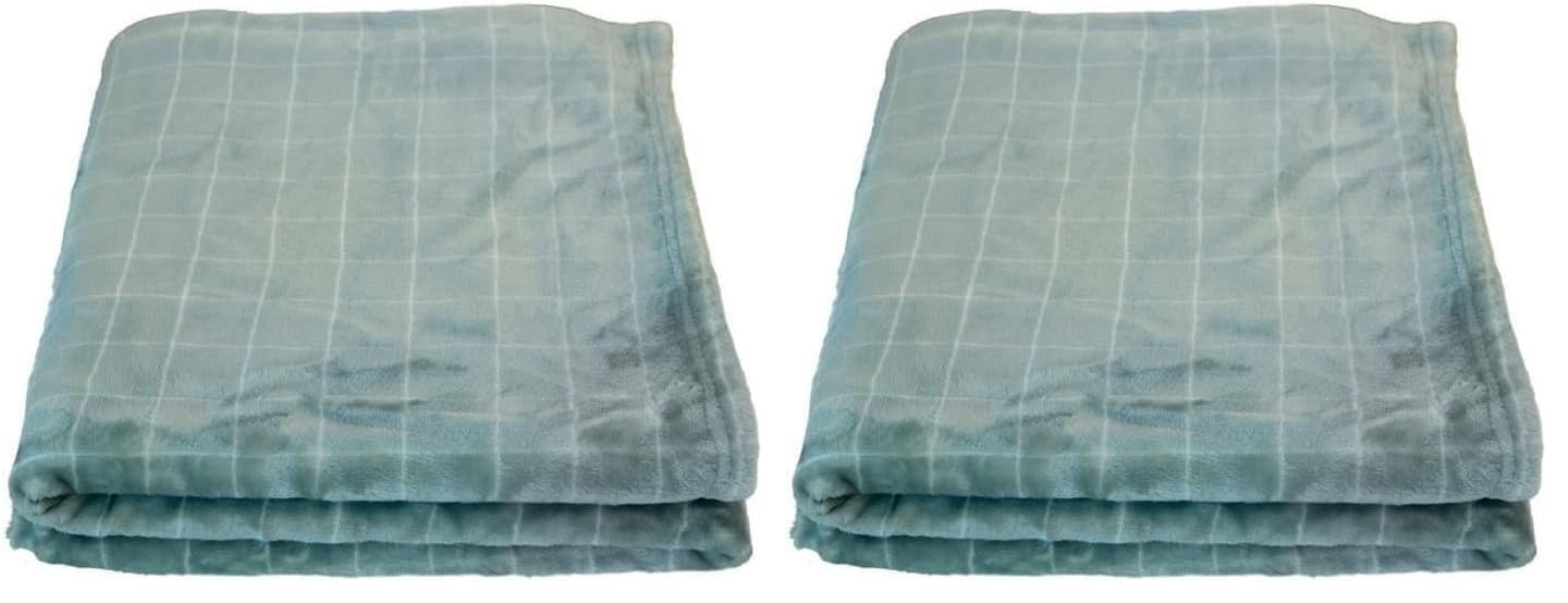 Couverture microdoux imprimée bébé lot de 2 draps plaid carreaux doux Domiva - 10