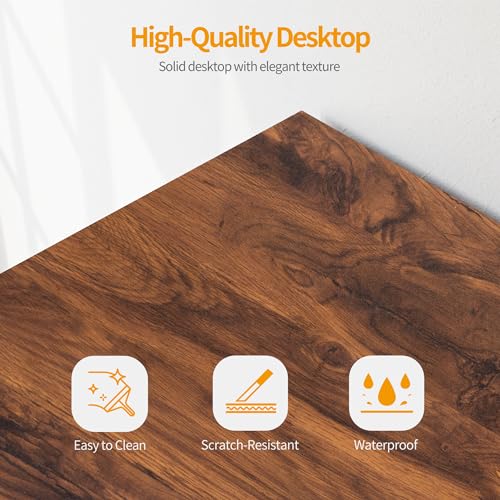 CubiCubi Computer Desk with Bag, 140 x 50 cm Office Desk Study Writing Table for Home Office, Modern Simple Style, Black Metal Frame, Rustic Brown - Image 4