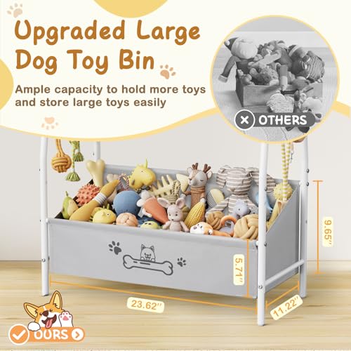 Large Dog Toy Basket (23.6"x11.2"x9.7"), Dog Toy Bin with Storage Organizer, Trapezoid Dog Toy Box for Dog Stuff, Toy Holder Chest for Pet Dog Cat, Dog Essentials for Dog Accessories - Image 4
