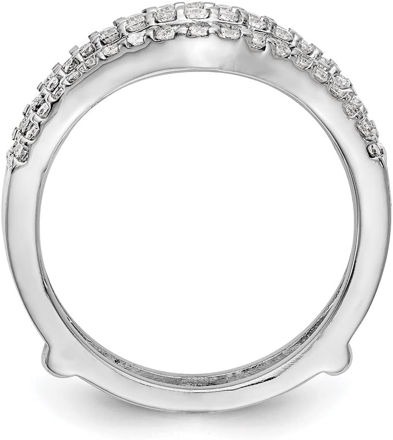 Diamond2Deal 14K White Gold Diamond Enhancer Ring Guard Wrap 0.624 cttw