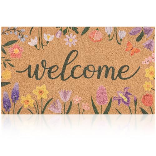 Fttoyoly Spring Door Mat with Wildflowers Border...
