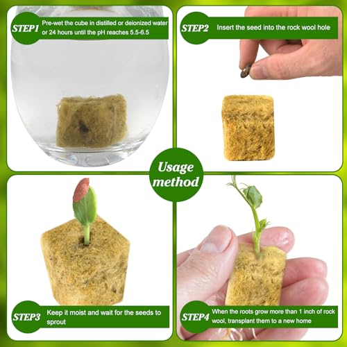 JolliKids 600 Pieces 1'' Rockwool Cubes for Hydroponics, Rock Wool Planting Cubes with 10 Plant Name Tags Rockwool Starter Plugs Mini Blocks for Soilless Cultivation Seedlings Cutting - Image 3