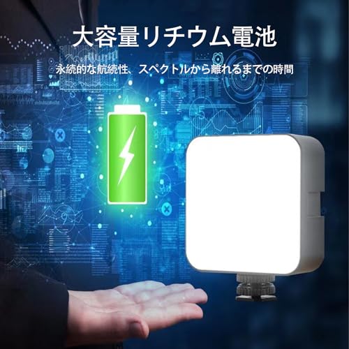 SZSL LEDビデオライト 小型 充電式 さんしょくちょうせつ 小型 3000K-5500K CRI95+ 補助照明 撮影用ライト Type-C USB充電式付属 Go-pro/Osmo Pocket/Sam-sung/Canonなどアクションカメラに適用