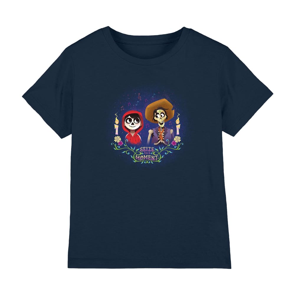 Coco Seize Your Moment with Miguel and Hector Unisex Kids T Shirt, Navy, 7-8 Years