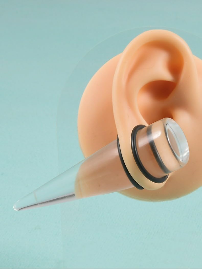 White Clear Piercing Tapers Ear Plugs for Women Men Special Chunky Spike Round Thick Acrylic Ear Gauges Expander Stretchings Plug Unisex Body Jewelry Long Ear Expanders