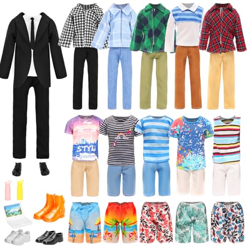 Lot 16 PCS Doll Clothes & Accessories Classic Black Suit for Boy Doll