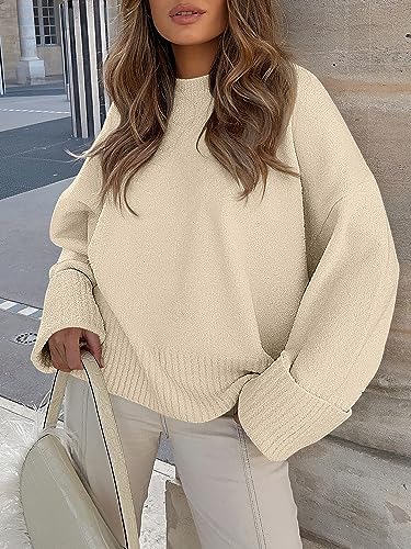 LOGENE Women's Oversized Sweater Crewneck Long Sleeve Soft Fuzzy Knit Pullover Sweaters 2025 Fall Winter Warm Tops Clothes2