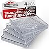 X-Protector Furniture Cups - 4 PCS 3" - Non Slip Furniture Pads for Hardwood Floors - Transparent Floor Protectors - Bed Stoppers to Prevent Sliding - Keep Furniture from Sliding on Floor! (Square)