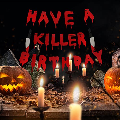 Have Killer Birthday Decorations - 2Pcs Halloween Banner Decorations Horror Theme Halloween Birthday Party Photo Props Supplies Halloween Zombie Vampire Party Decorations Set #TOP6