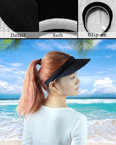 Image of 3 Pack Sports Sun Visor Hat Women Men Adjustable Clip On Visors Outdoor Golf Beach Cap