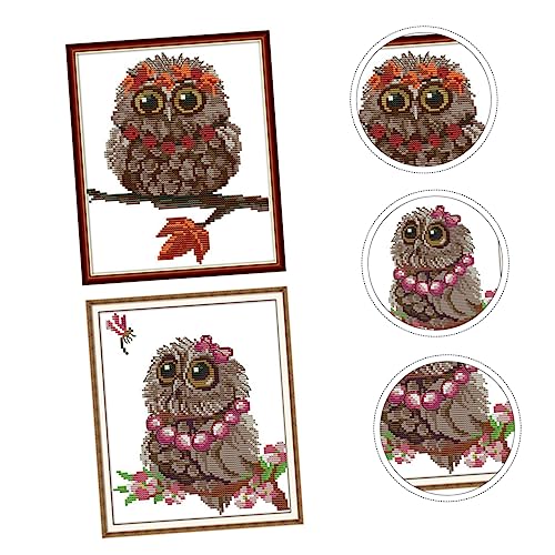 Broderie de chouette point de croix HAPINARY 2 ensembles complets imprimés pour salon - 2